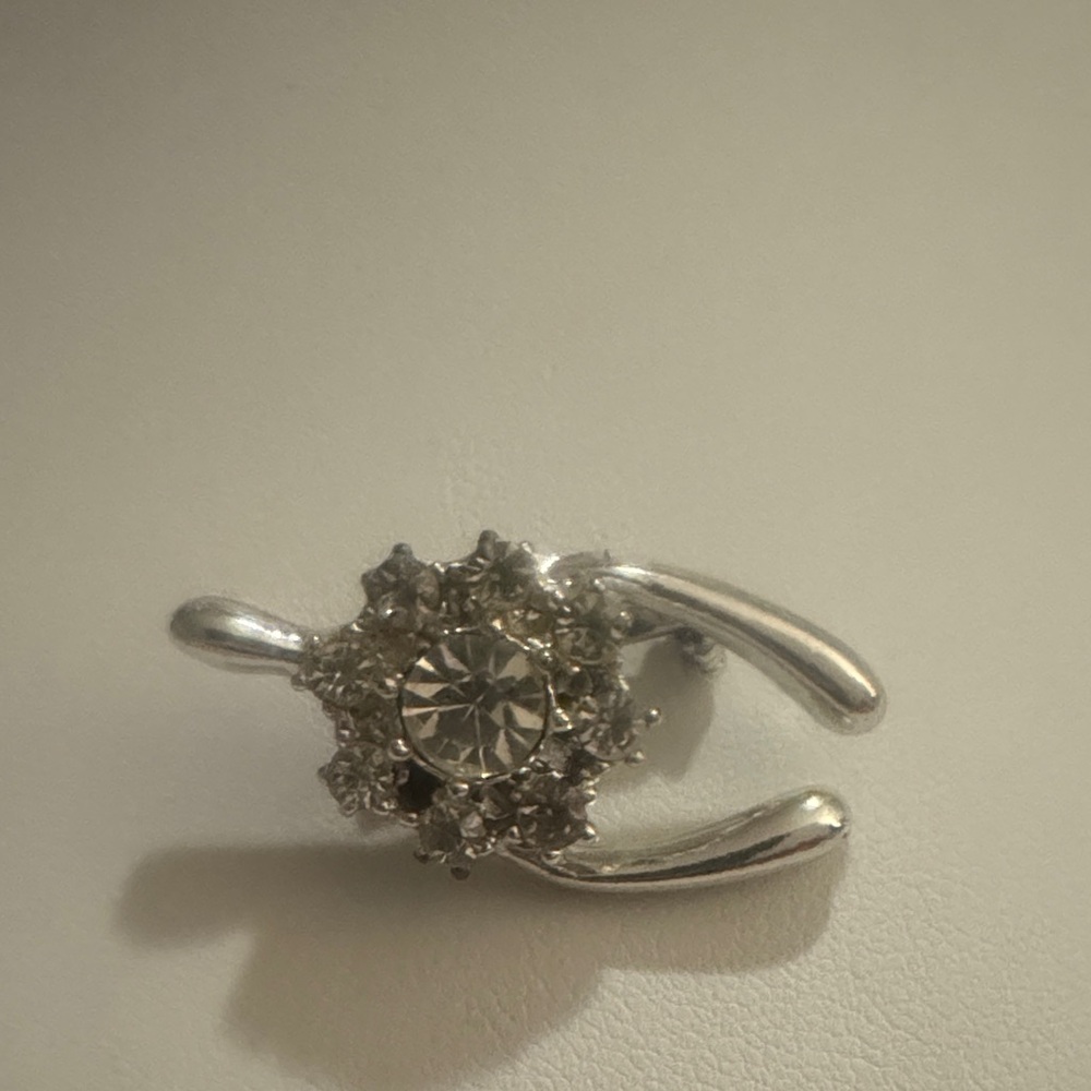 Silver-Tone Crystal Cluster Clip-On Earring